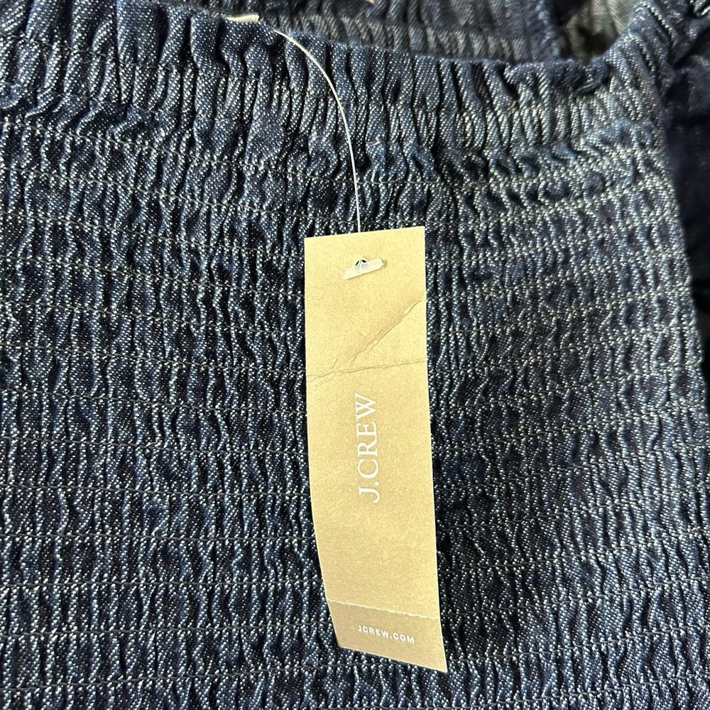 NWT J. Crew Puff-Sleeve Chambray Smocked Top denim blue size small - Picture 5 of 16